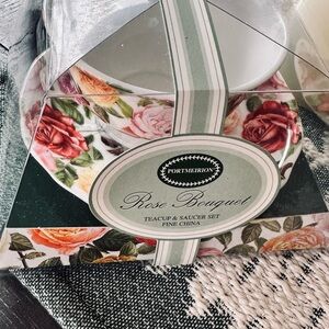 Portmeirion Rose Bouquet 2 Teacups & 2 Saucers. New in original box. Fine China